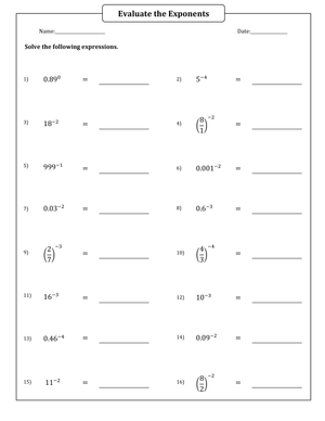 Evaluating Exponents With Negative And Zero Powers