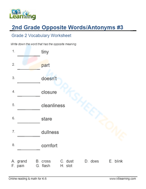 2nd Grade Opposite Words/Antonyms 3