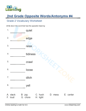 2nd Grade Opposite Words/Antonyms 4