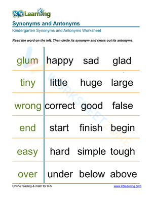 Synonyms and Antonyms 1