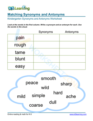 Matching Synonyms and Antonyms 3