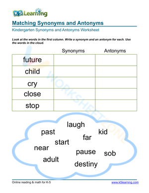 Matching Synonyms and Antonyms 4