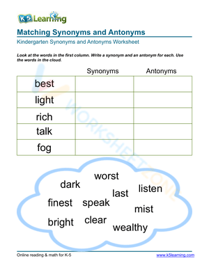 Matching Synonyms and Antonyms 5