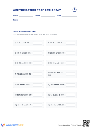 Essential Proportional Ratios & Tables Worksheet | Grade 7