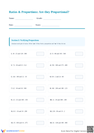 Grade 7 Proportions — Essential Math Practice Worksheet