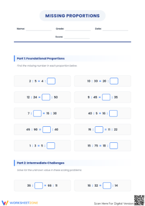 Essential Missing Proportions Worksheet | Grades 6-9 Math