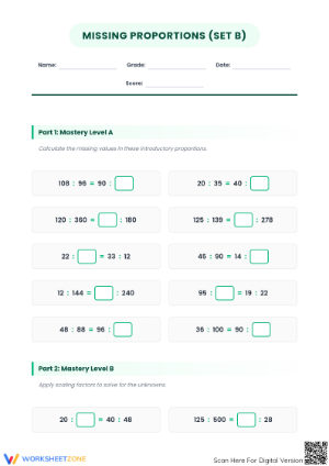 7.RP.A.2 Worksheet: Missing Proportions — Essential Grade 7