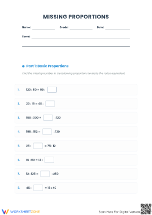 Essential Missing Proportions Worksheet | Grades 6-9 Math
