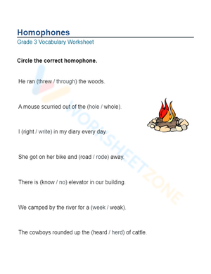 Grade 1 Homophones Worksheet | Essential Printable