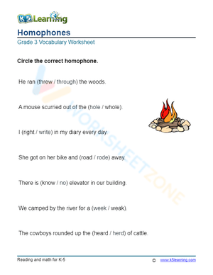 Grade 1 Homophones Worksheet | Essential Printable