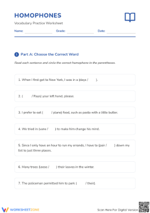 Essential Homophones Worksheet | Grade 1 ELA
