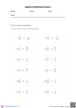 Essential Proportions Worksheet | Grade 7-9 Math Aligned