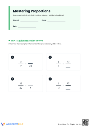 Essential Proportions Practice Worksheet | Grade 7-9 Math