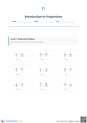 Printable Proportions Worksheet | Grade 7-9 Math Essential