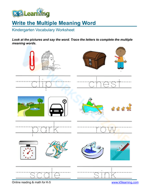 Write the Multiple Meaning Word 1