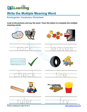 Write the Multiple Meaning Word 6