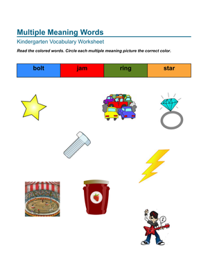 Multiple Meaning Words Vocabulary Activity