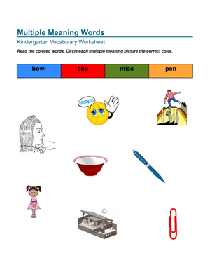Identifying Multiple Meaning Words Vocabulary Activity