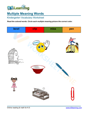 Identifying Multiple Meaning Words Vocabulary Activity