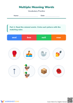 Multiple Meaning Words Worksheet | Kindergarten Printable
