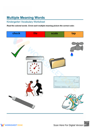 Vocabulary Worksheet: Multiple Meaning Words