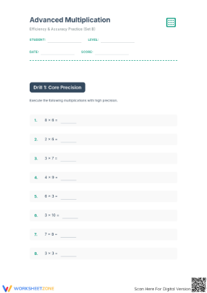 Complete Advanced Multiplication Drill | Grades 7-9 Aligned