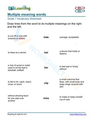 Multiple meaning words - Matching 2