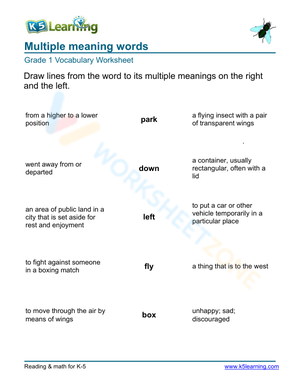 Multiple meaning words - Matching 5
