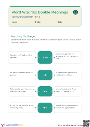 Printable Multiple Meaning Words Worksheet | Grade 2 ELA