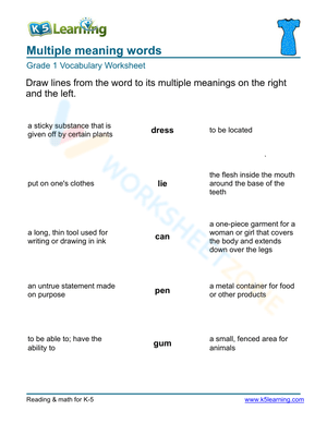 Multiple meaning words - Matching 6