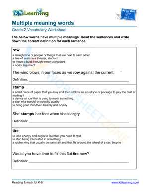 Multiple meaning words - Write 3