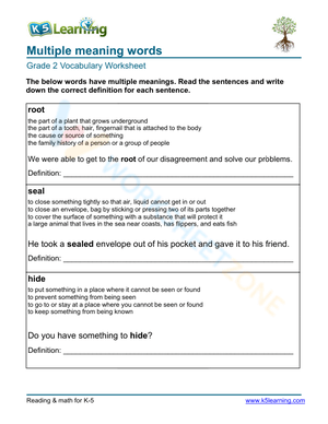 Multiple meaning words - Write 4