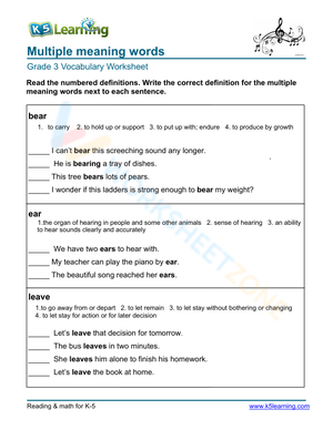 Multiple meaning words - Write 7