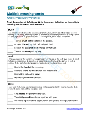 Multiple meaning words - Write 11
