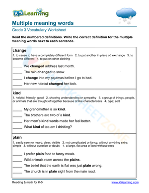 Multiple meaning words - Write 12