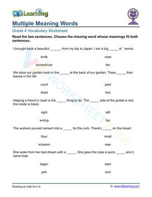 Multiple meaning words - Select 1