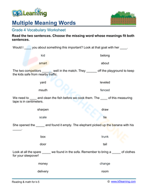 Multiple meaning words - Select 2