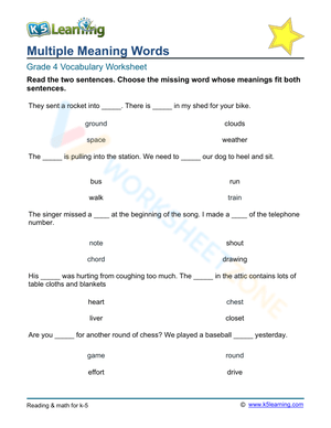 Multiple meaning words - Select 3