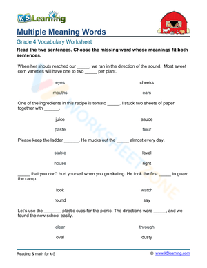 Multiple meaning words - Select 4