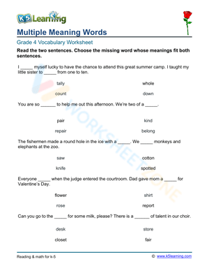 Multiple meaning words - Select 5