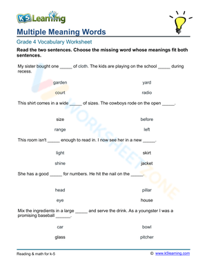 Multiple meaning words - Select 6