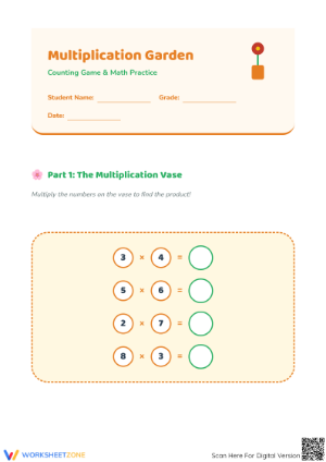 Printable Multiplication Garden Worksheet | Grade 3 Math