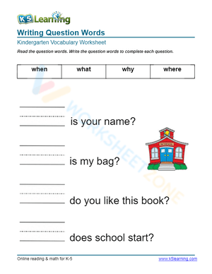 Writing Question Words 3