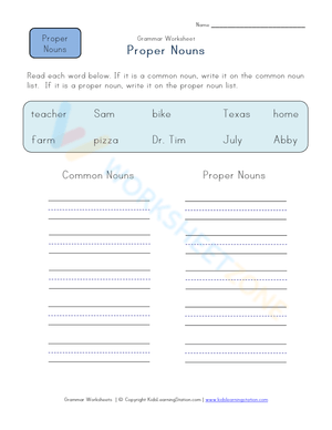 Common Nouns or Proper Nouns 1