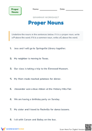 Essential Proper Nouns Worksheet | Grade 2 ELA