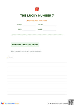 Grade 3 7 Times Table — Printable No-Prep Worksheet
