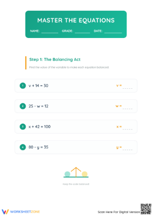 Printable Equations Practice: All 4 Operations — Grade 3/4