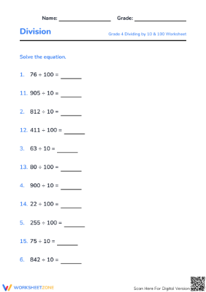 Essential Grade 4 Division: Dividing by 10 and 100