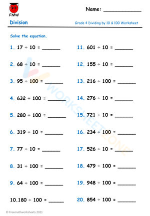 Dividing by 10 & 100 5