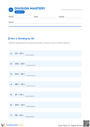 Essential Dividing by 10 and 100 Practice | Grade 4-5